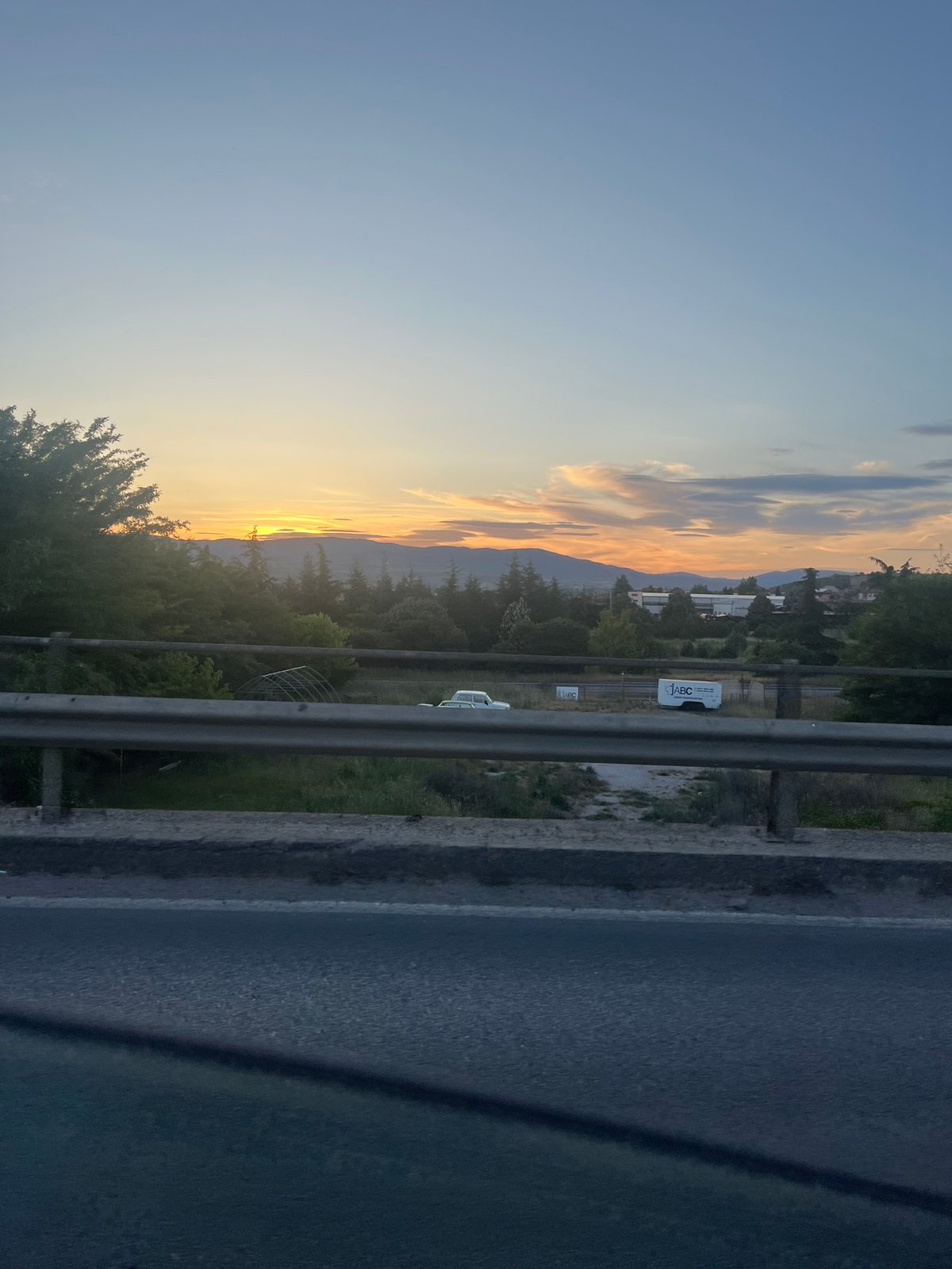 Evening views captured from Blagoevgrad bridge or overpass