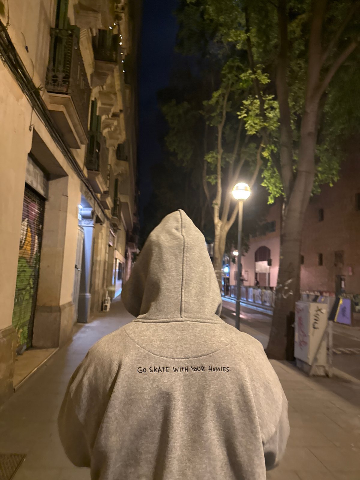 Elevated nighttime view captured in Barcelona public space