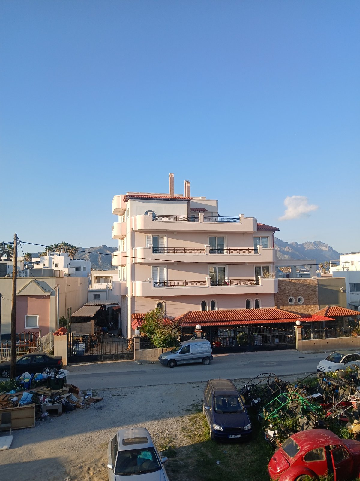 Daily life documented in Kardamaina, Greece residential area
