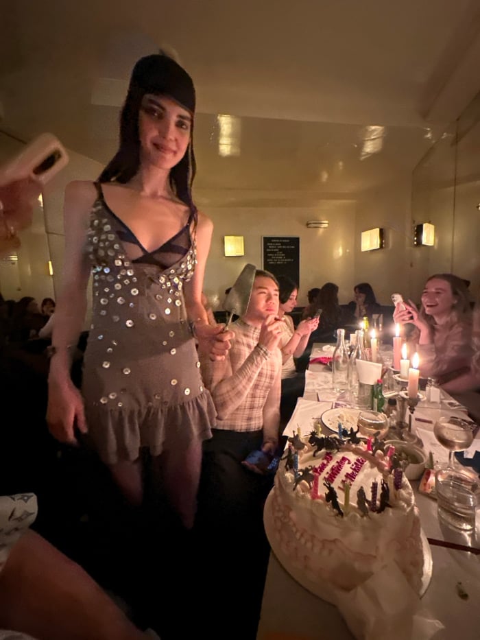 Birthday party with dinosaur cake celebrated at Paris restaurant