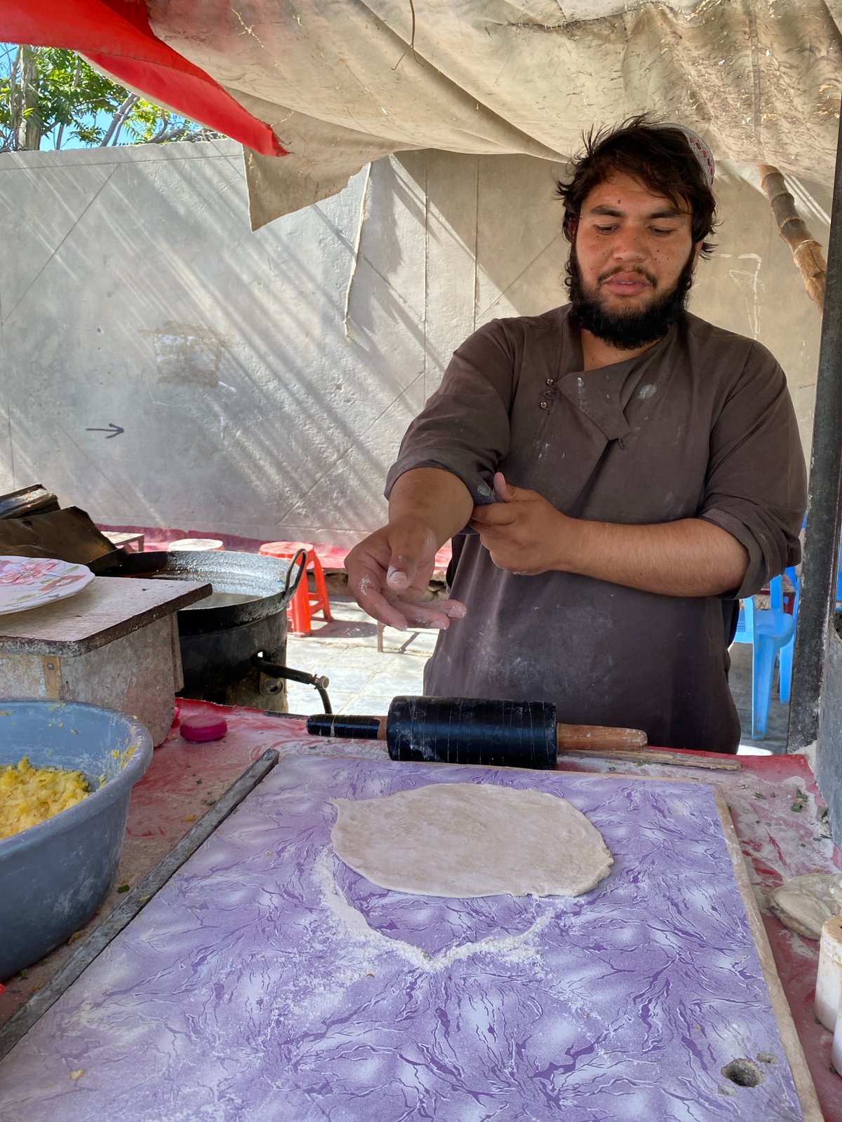 Flatbread made fresh at a Kandahar street stall