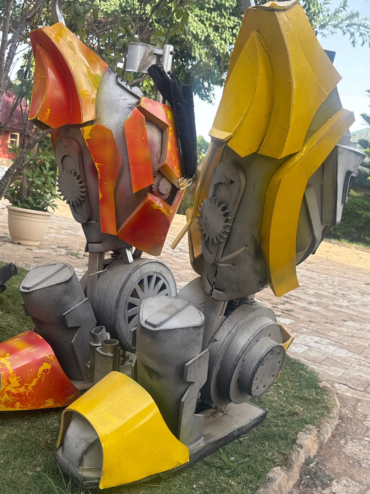 Mechanical art installation featuring robotic hands spotted in Jos
