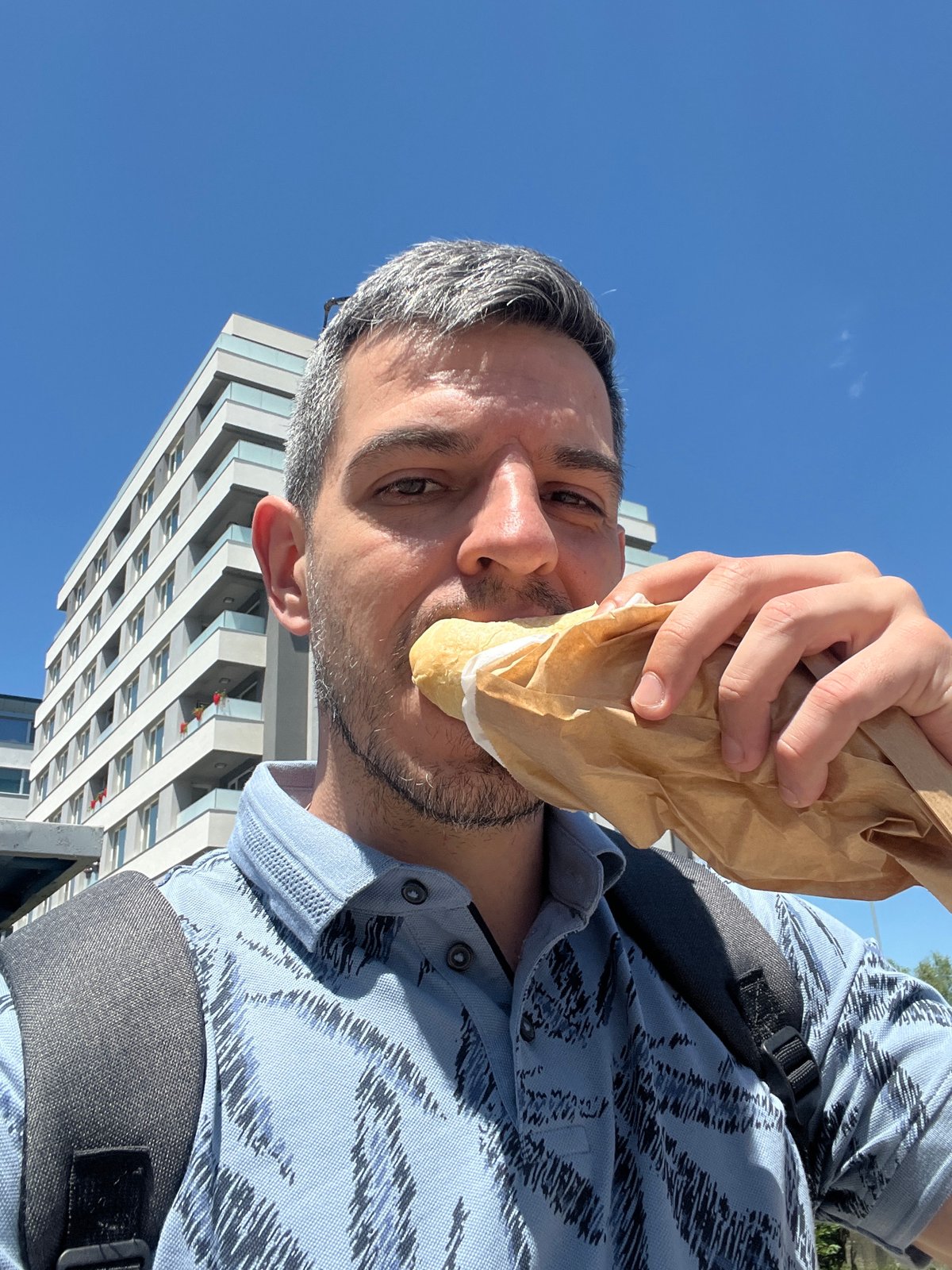 Street cat, sandwich break, and a Sofia vet clinic
