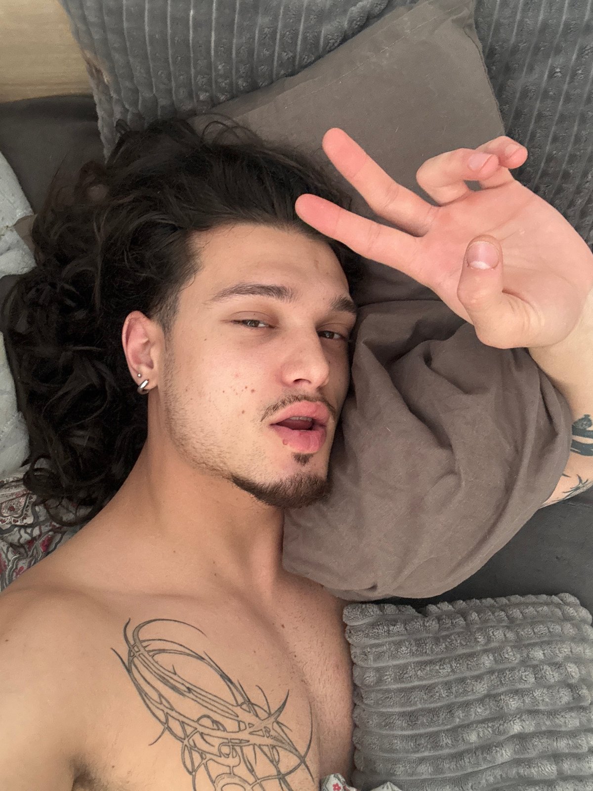 Lazy morning in bed with a dog, Sofia