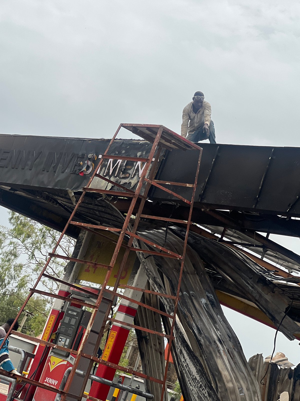 Fire-damaged gas station cleanup underway in Gura Top Nigeria