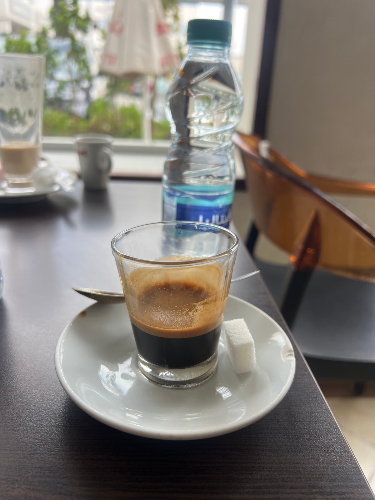 Morning coffee break documented at Casablanca cafe terrace