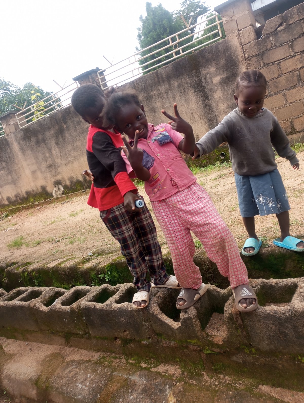 Morning life in a Jos neighborhood — kids, animals, open sky