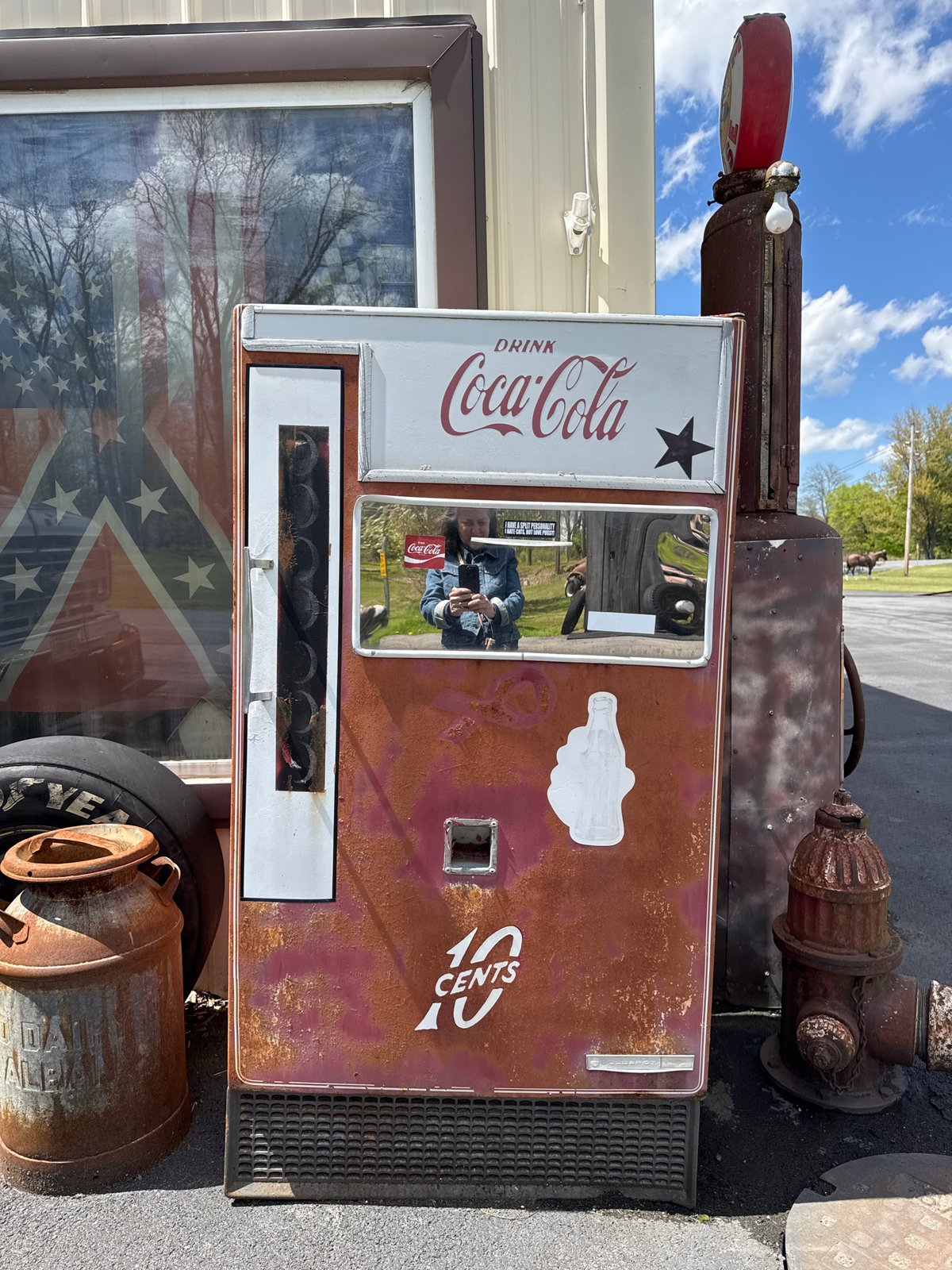 Vintage gas station memorabilia collection documented in Seneca Falls