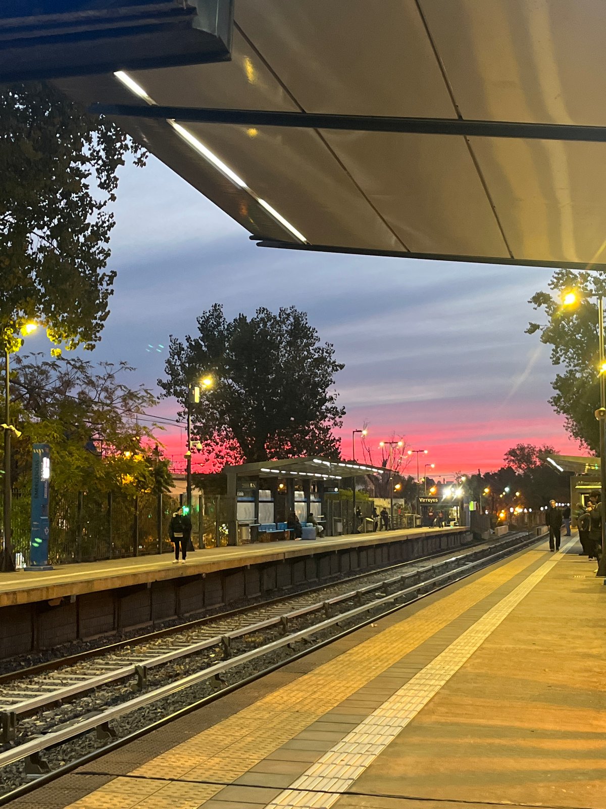 Twilight observed at Virreyes train station, Argentina