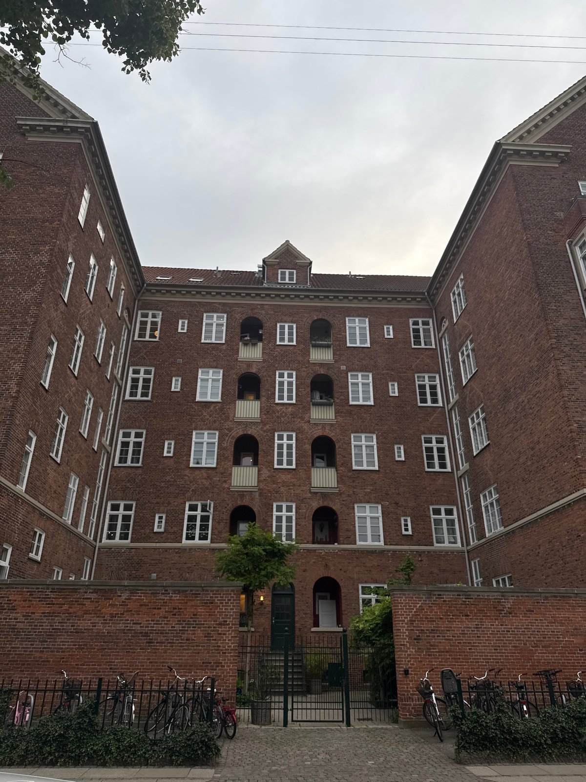 Brick buildings, courtyards, and a domed church in Frederiksberg
