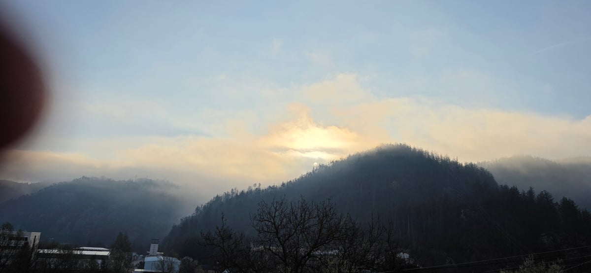 Dawn landscape observed in Rudozem, Bulgaria mountains