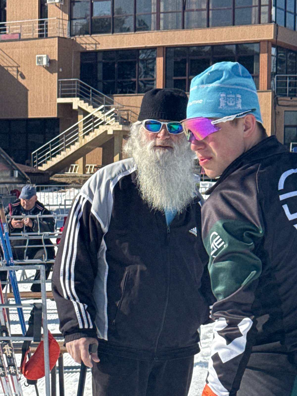 Families enjoy early morning winter activities at Russian ski resort
