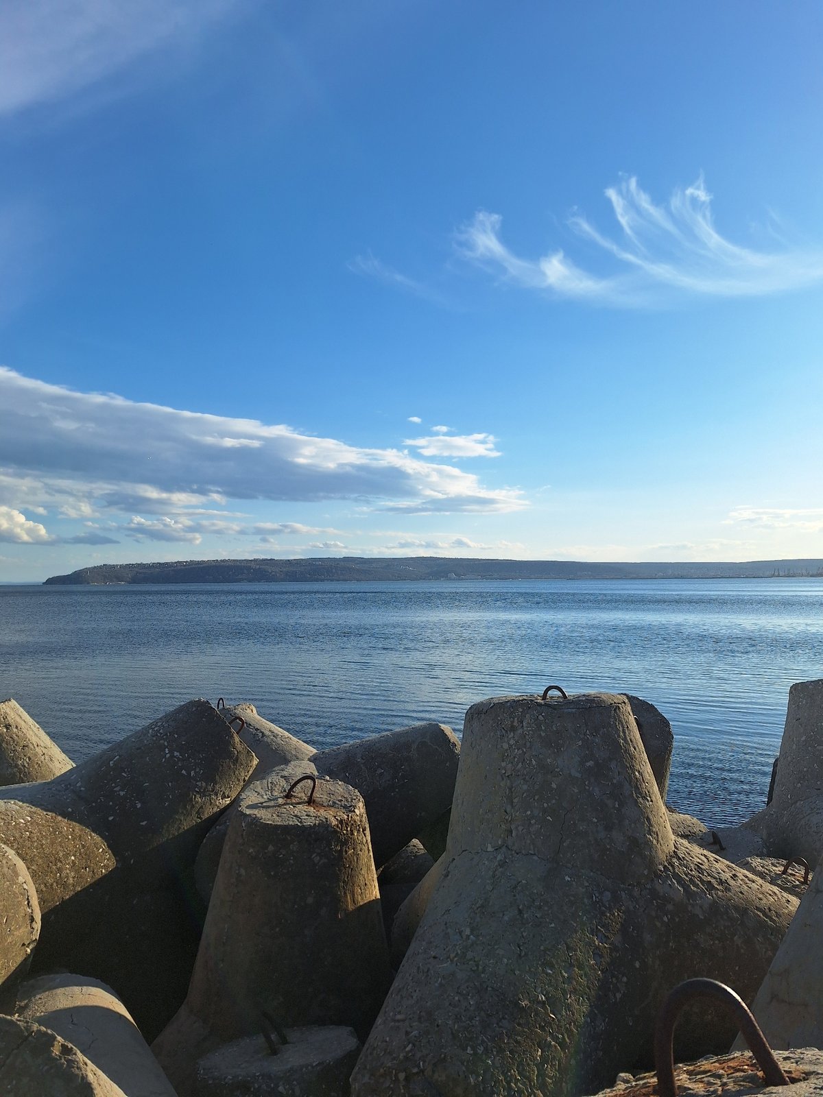 Coastal breakwater documented at Varna, Bulgaria waterfront
