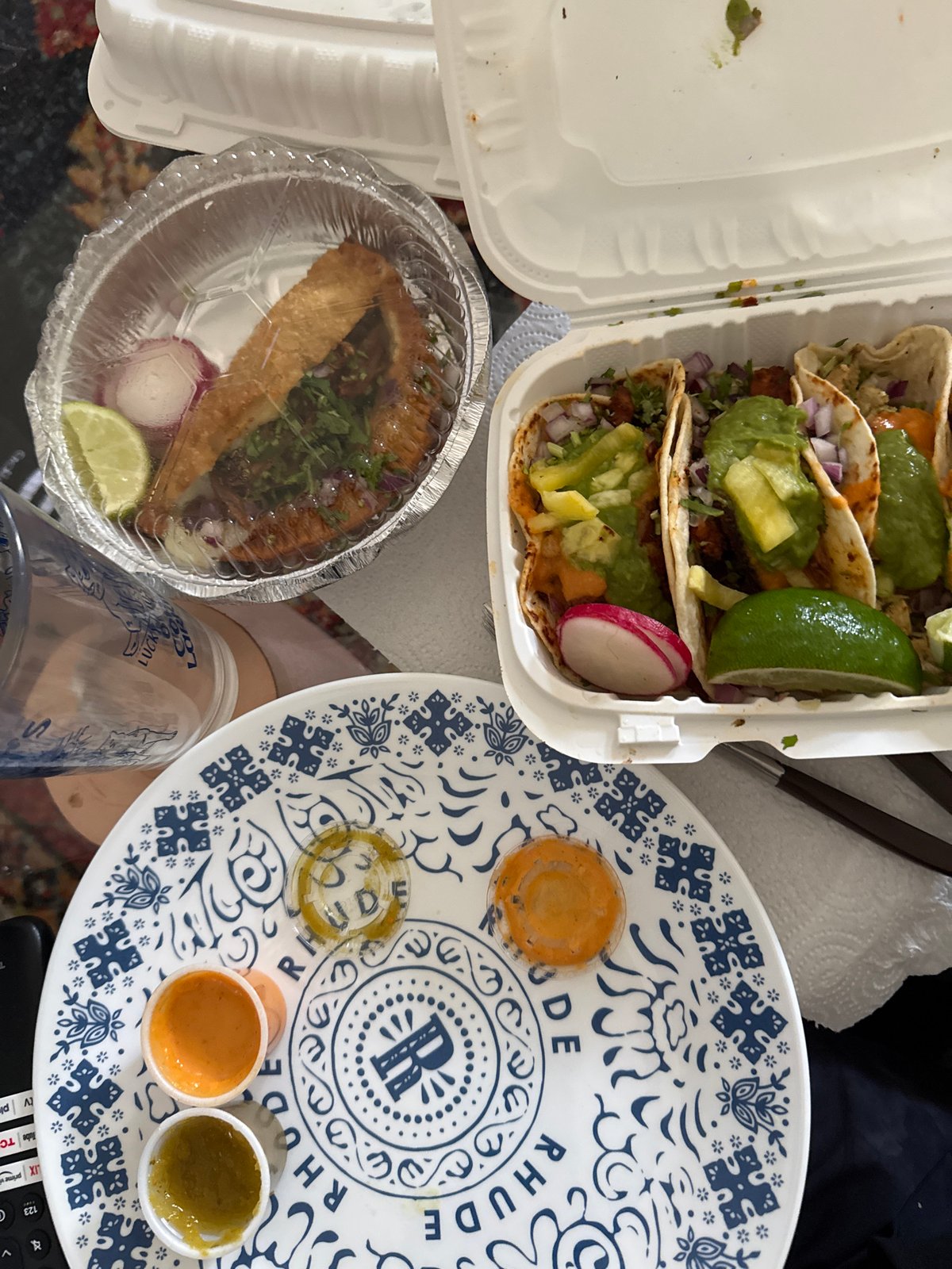 Takeout taco meal documented in New York