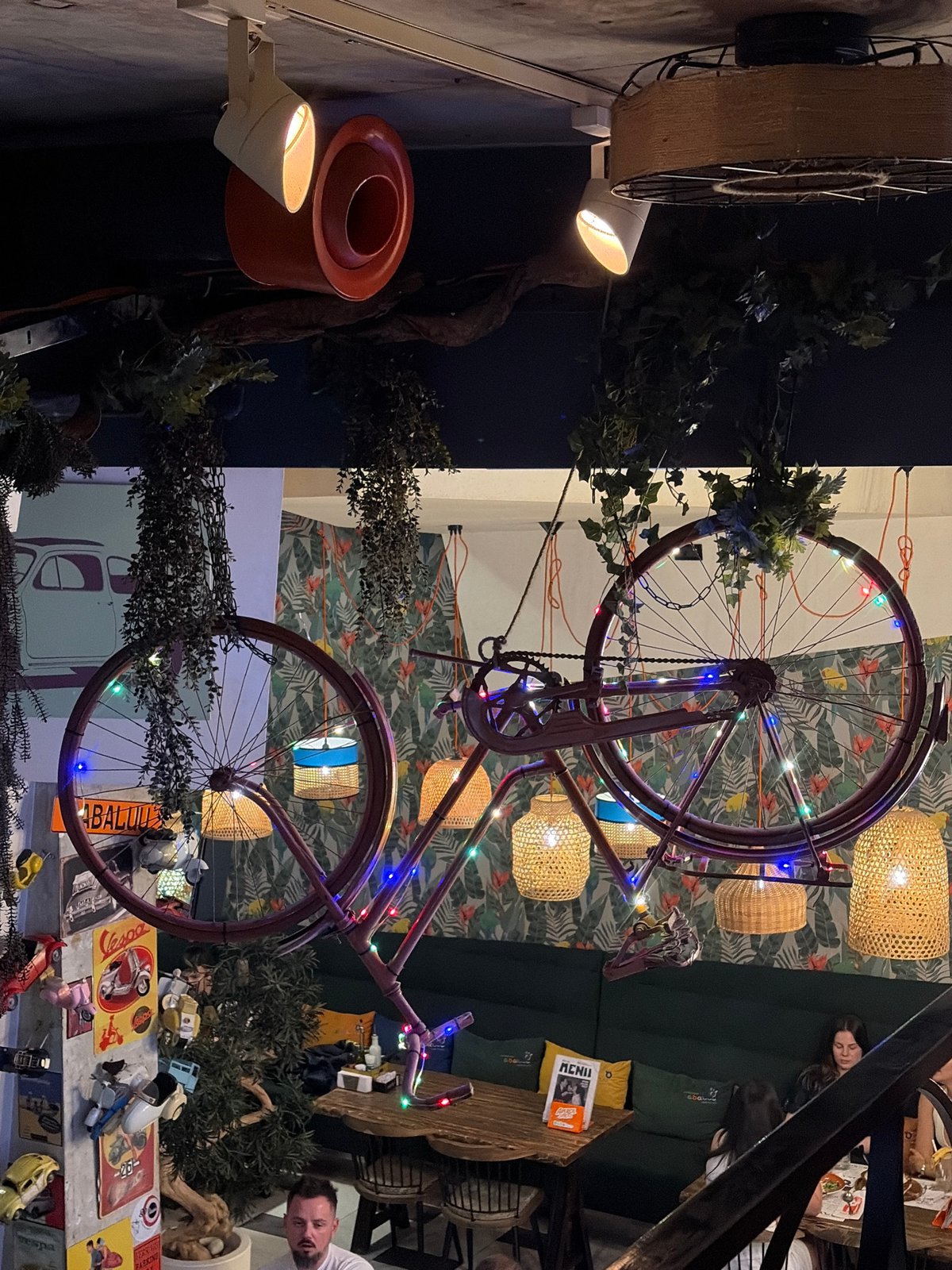 Decorated restaurant interior captured in Budva, Montenegro