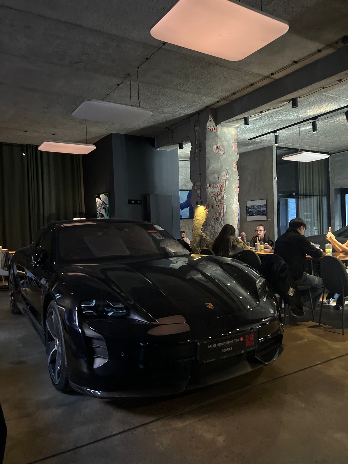 Car displayed inside Saint Petersburg restaurant during lunch service