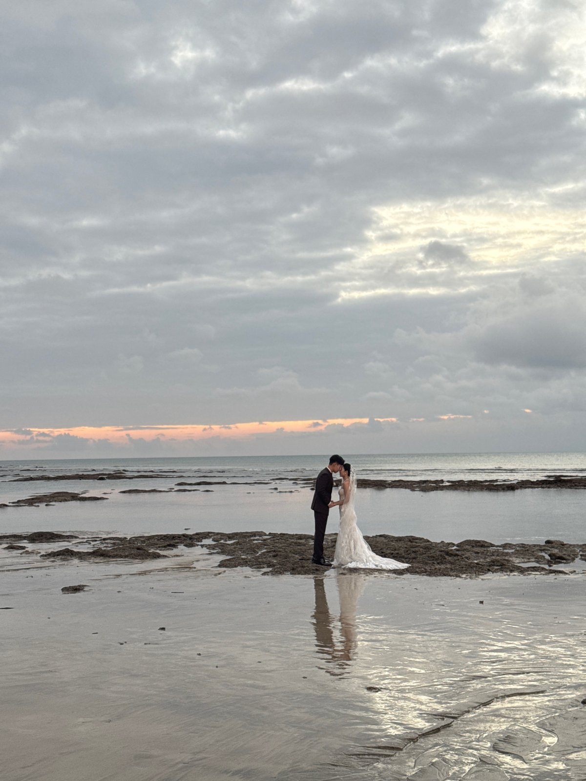 Wedding shoot and beach horses at Kuta Selatan sunset