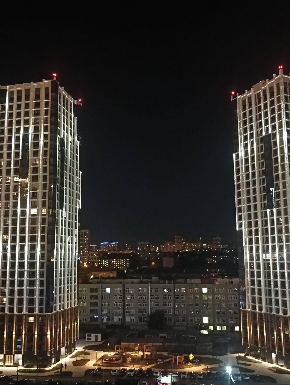 Nighttime skyline views captured across Yekaterinburg, Russia