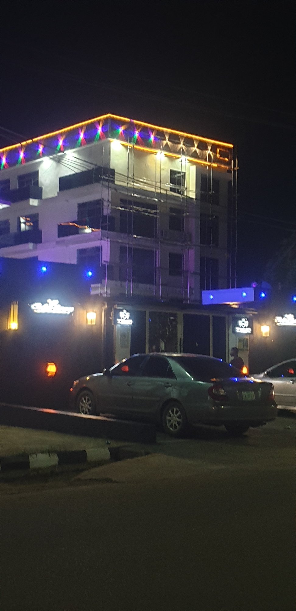Evening festive lighting displays documented across Narayi, Nigeria businesses