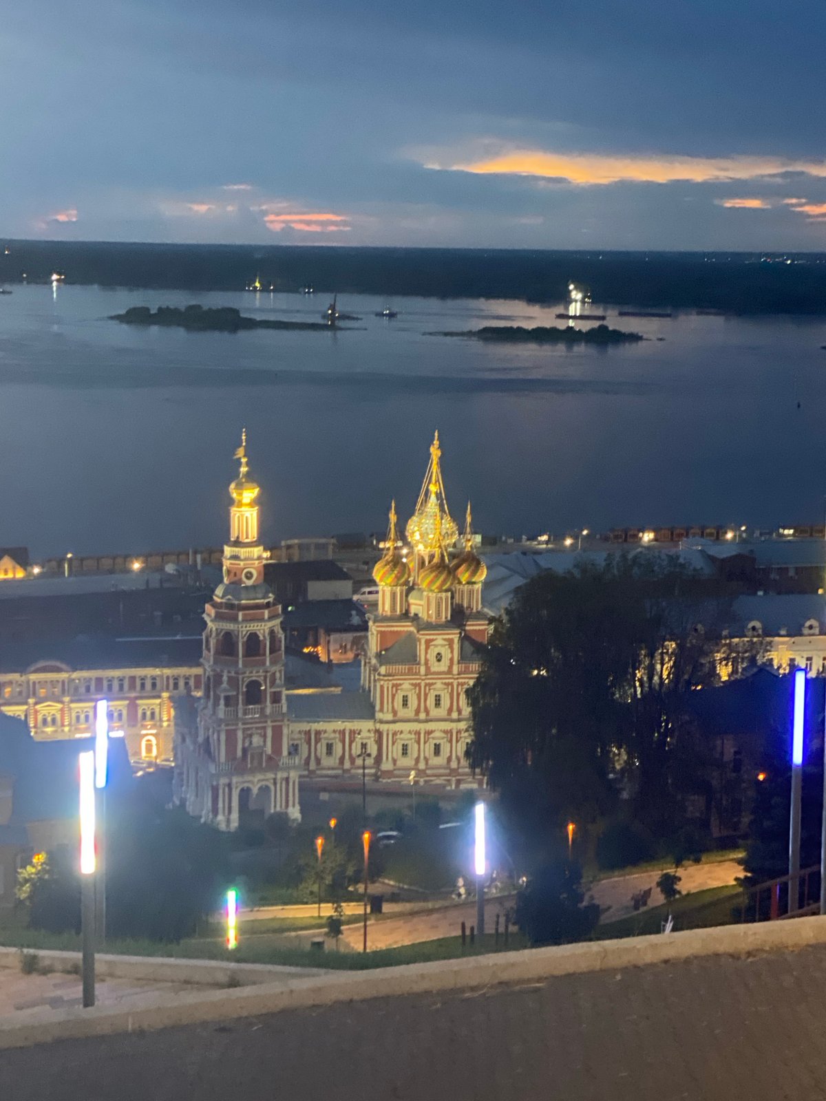 Nizhny Novgorod skyline and rivers at dusk