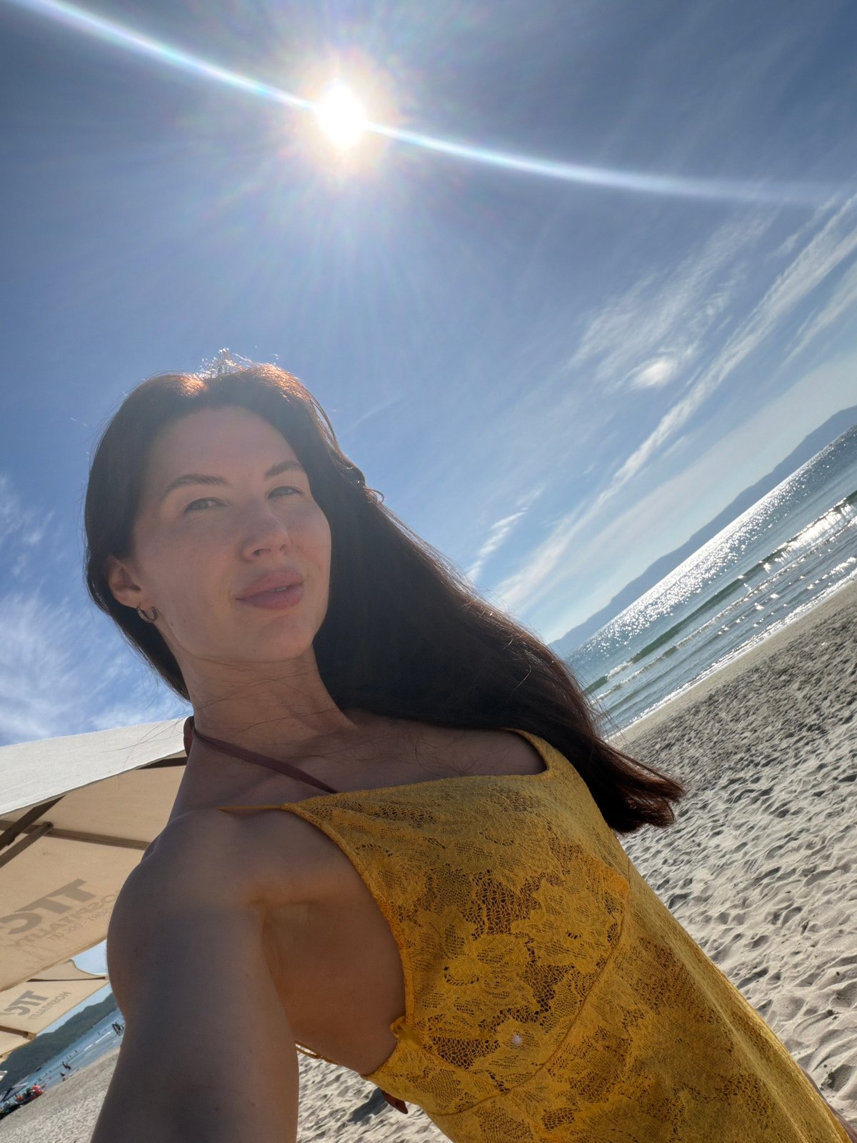 Tourist documents beach day with selfies in Vietnam
