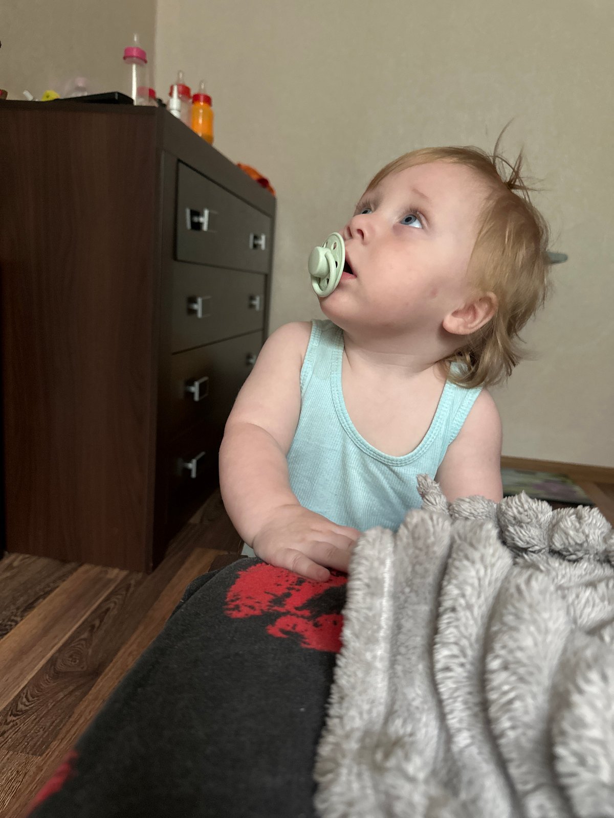 Lazy afternoon at home with a dog and a toddler
