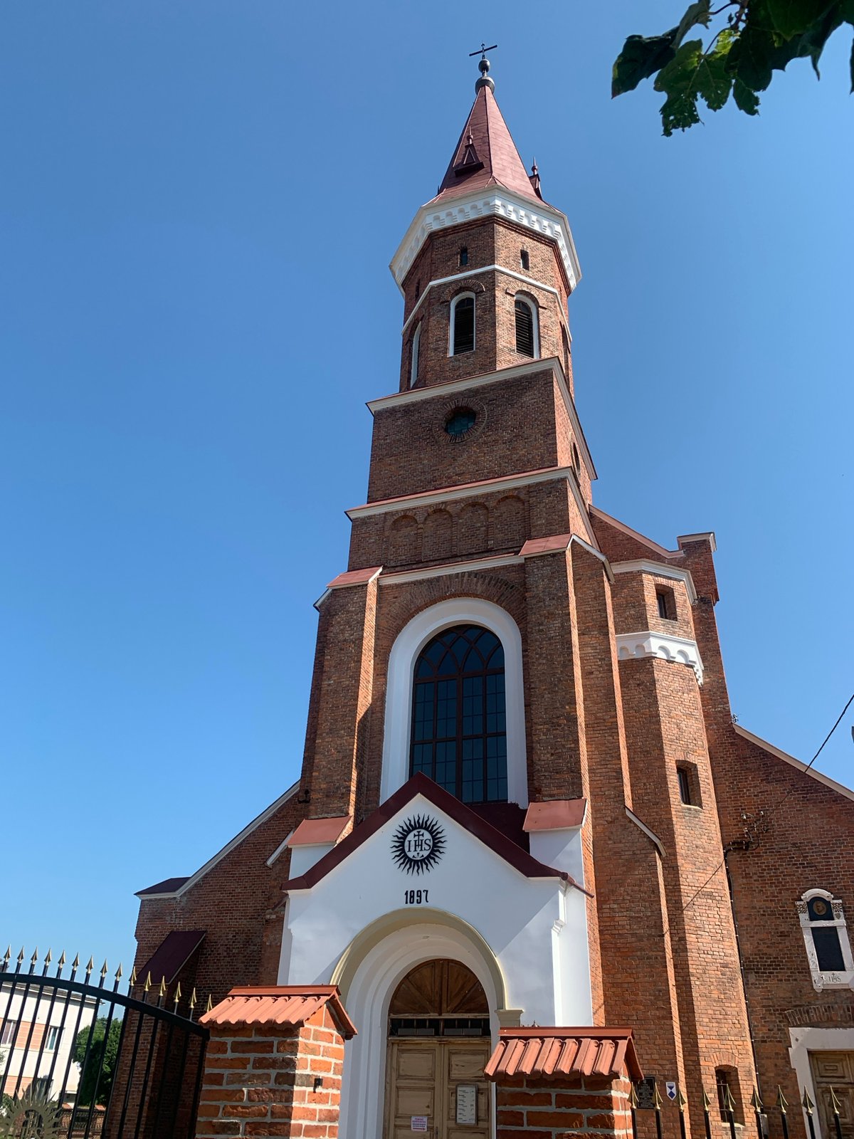 Catholic churches and street sculpture in Kolomyia, Ukraine