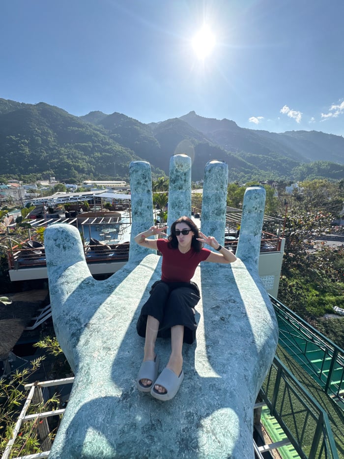 Tourists Visit Hand Sculptures and Koi Gardens in Nha Trang