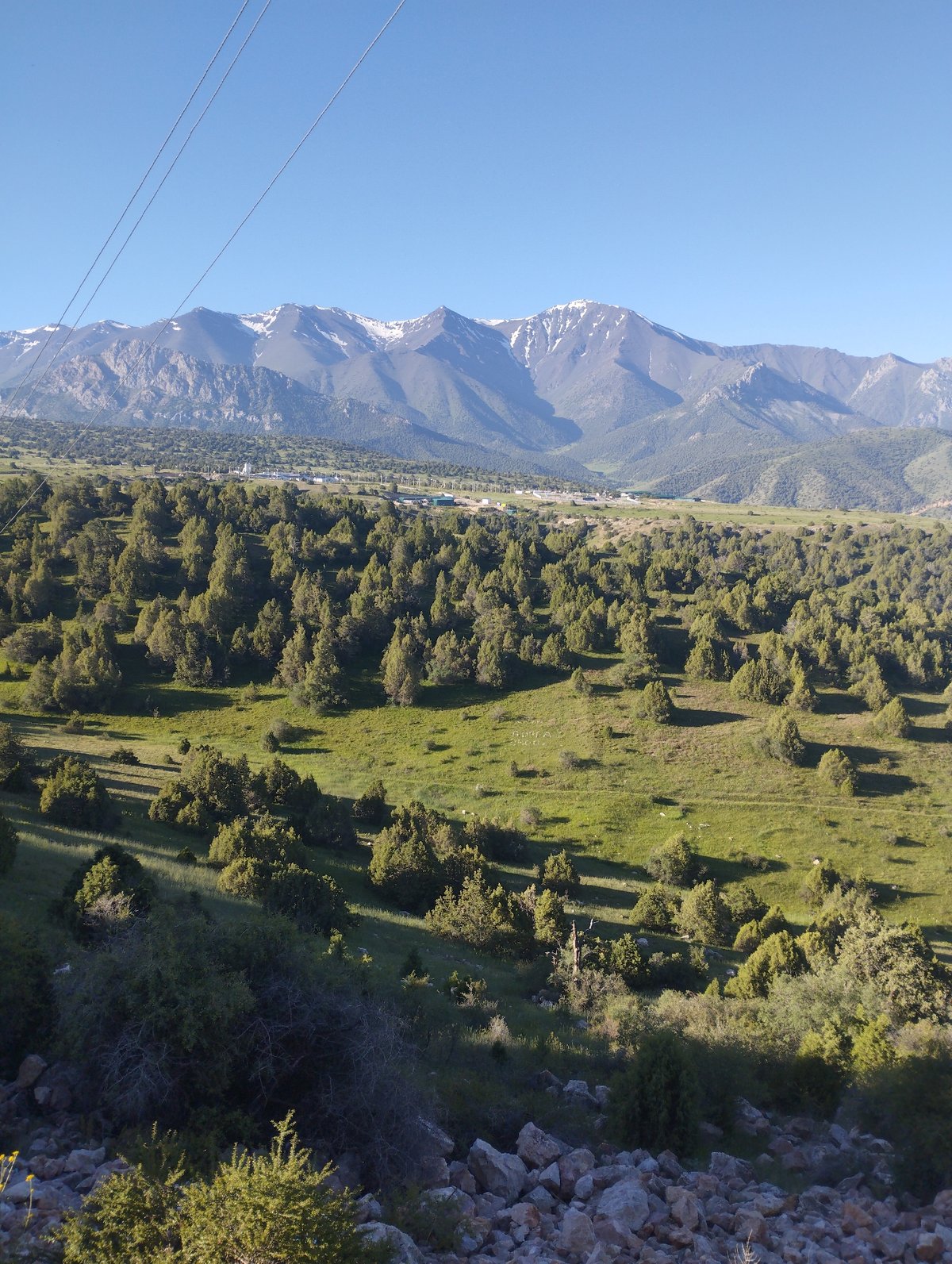 Mountain road stop with valley views near Myk, Uzbekistan