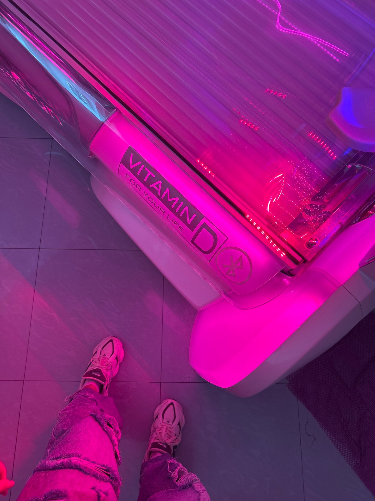 Tanning bed with colorful lighting spotted in Lovech, Bulgaria