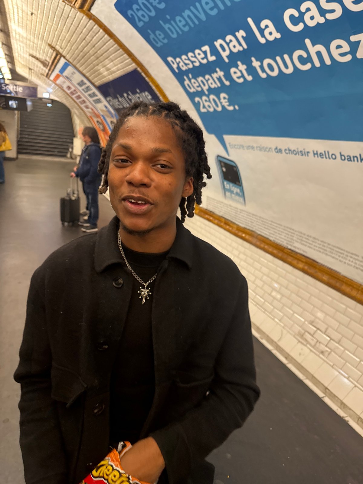 Group gathers at Paris metro station Friday evening