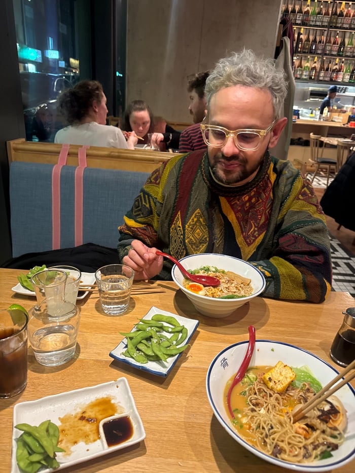 Diner enjoys ramen meal at London restaurant
