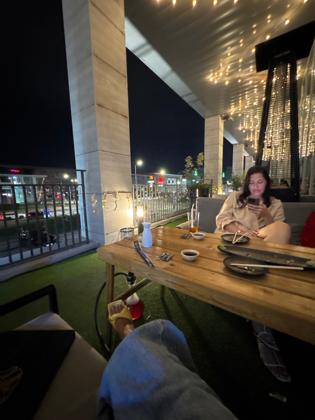 Hookah and drinks on a Perm patio, late evening