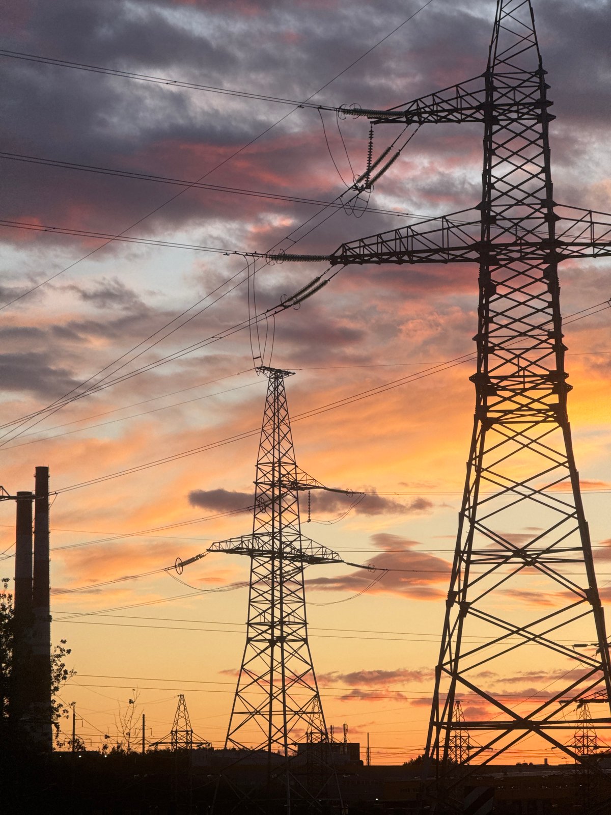 Industrial sunset documented across Minsk power infrastructure