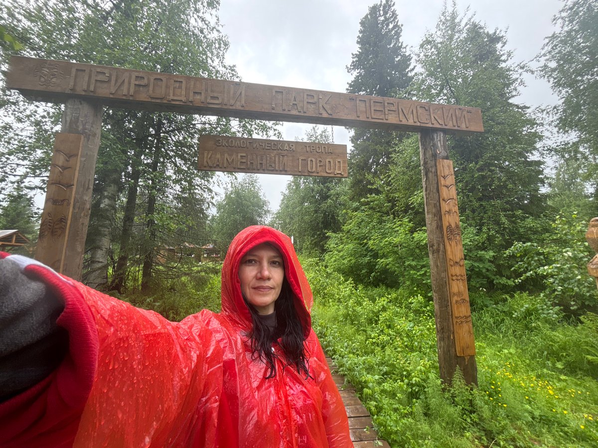Tourists explore Permsky Nature Park trails in rainy Russia