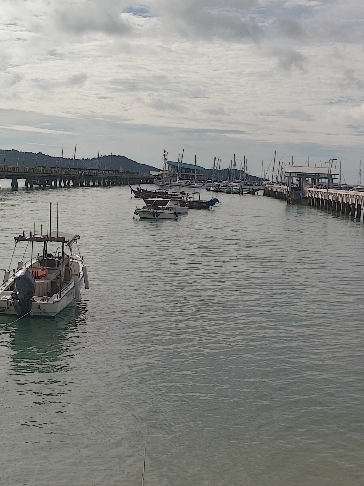 Chalong Pier and harbor on a cloudy afternoon