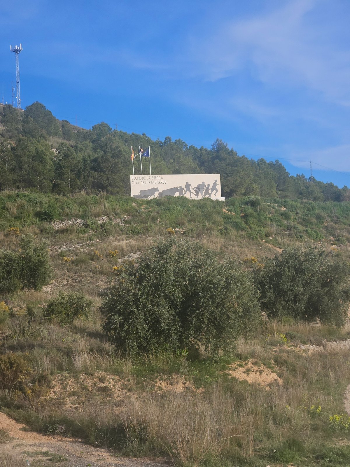 Monument with running figures spotted on Spanish hillside