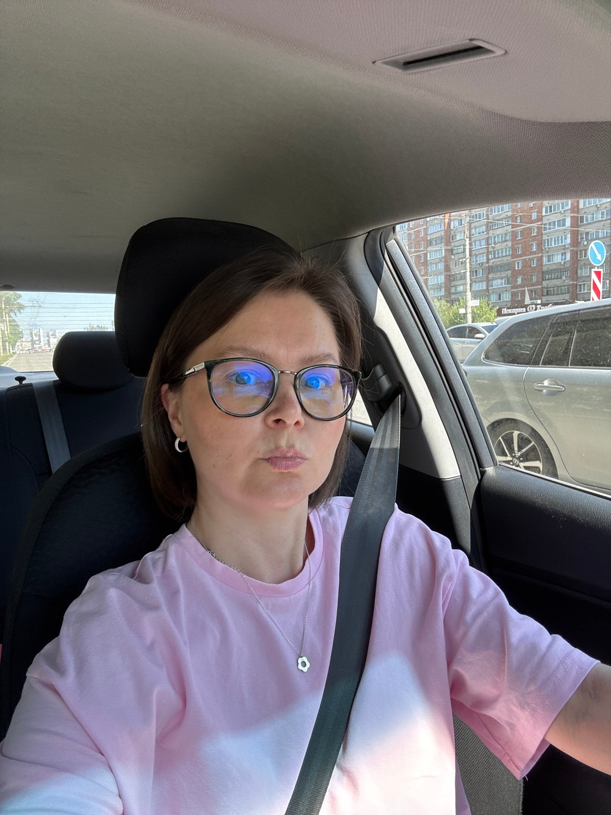 Passenger in pink shirt observed in vehicle, Izhevsk