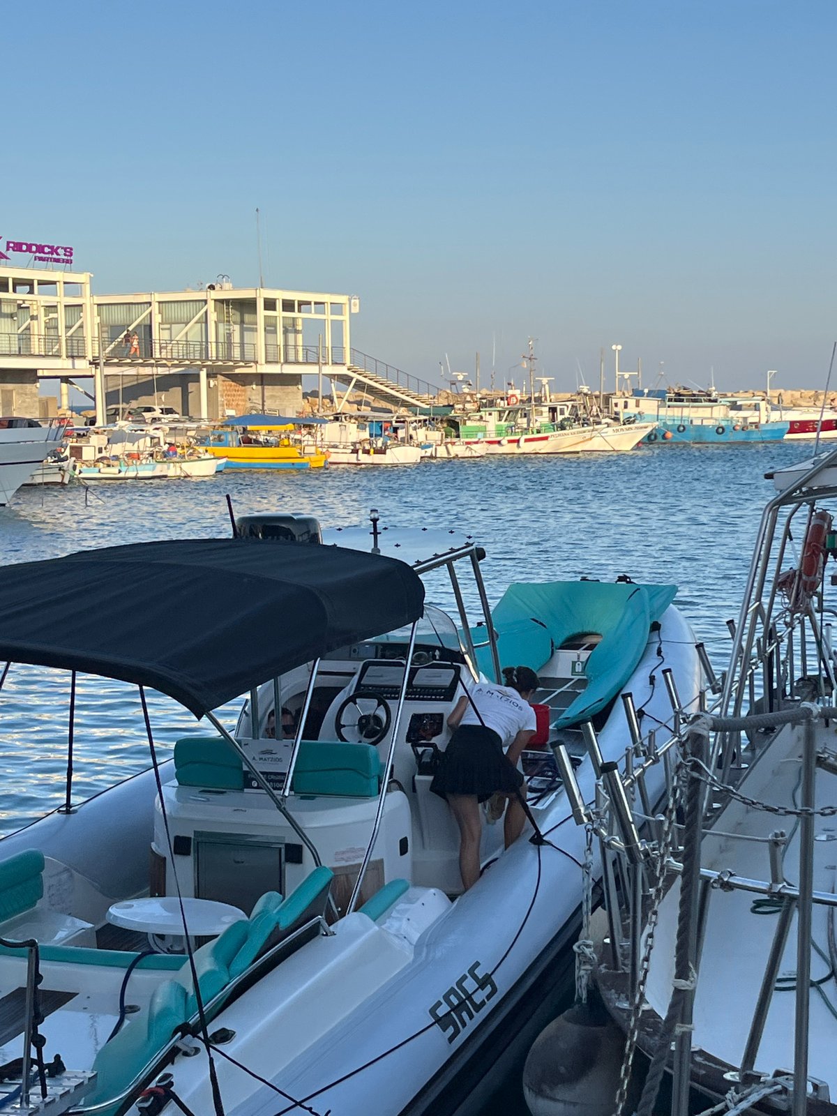 Waterfront stroll through Limassol marina and restaurant district