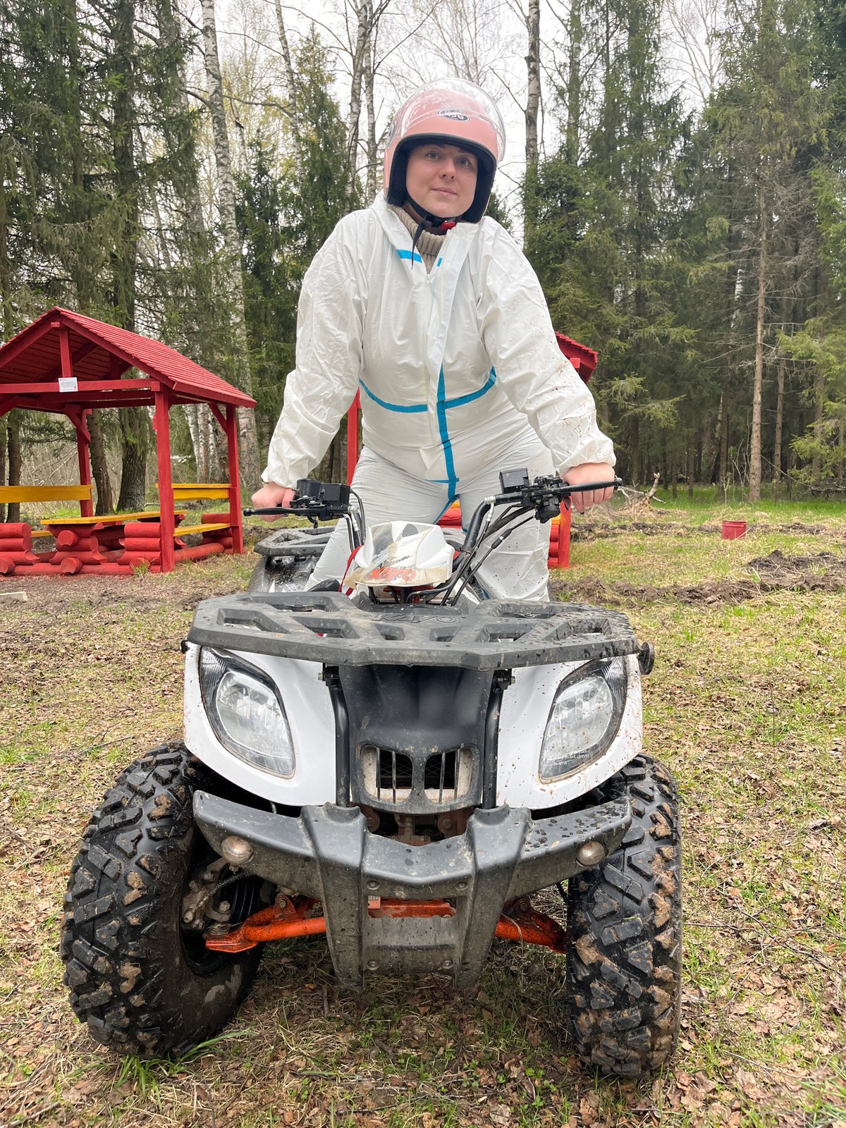 ATV riders in protective gear spotted near Russian picnic areas