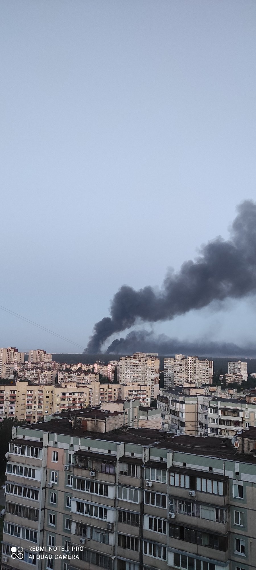 Heavy smoke rises over Kyiv residential area