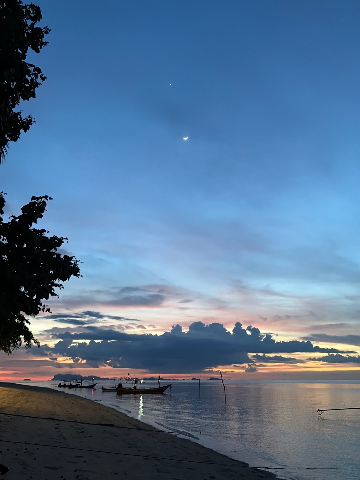 Dusk to dark on a Baan Thong Po beach in Thailand