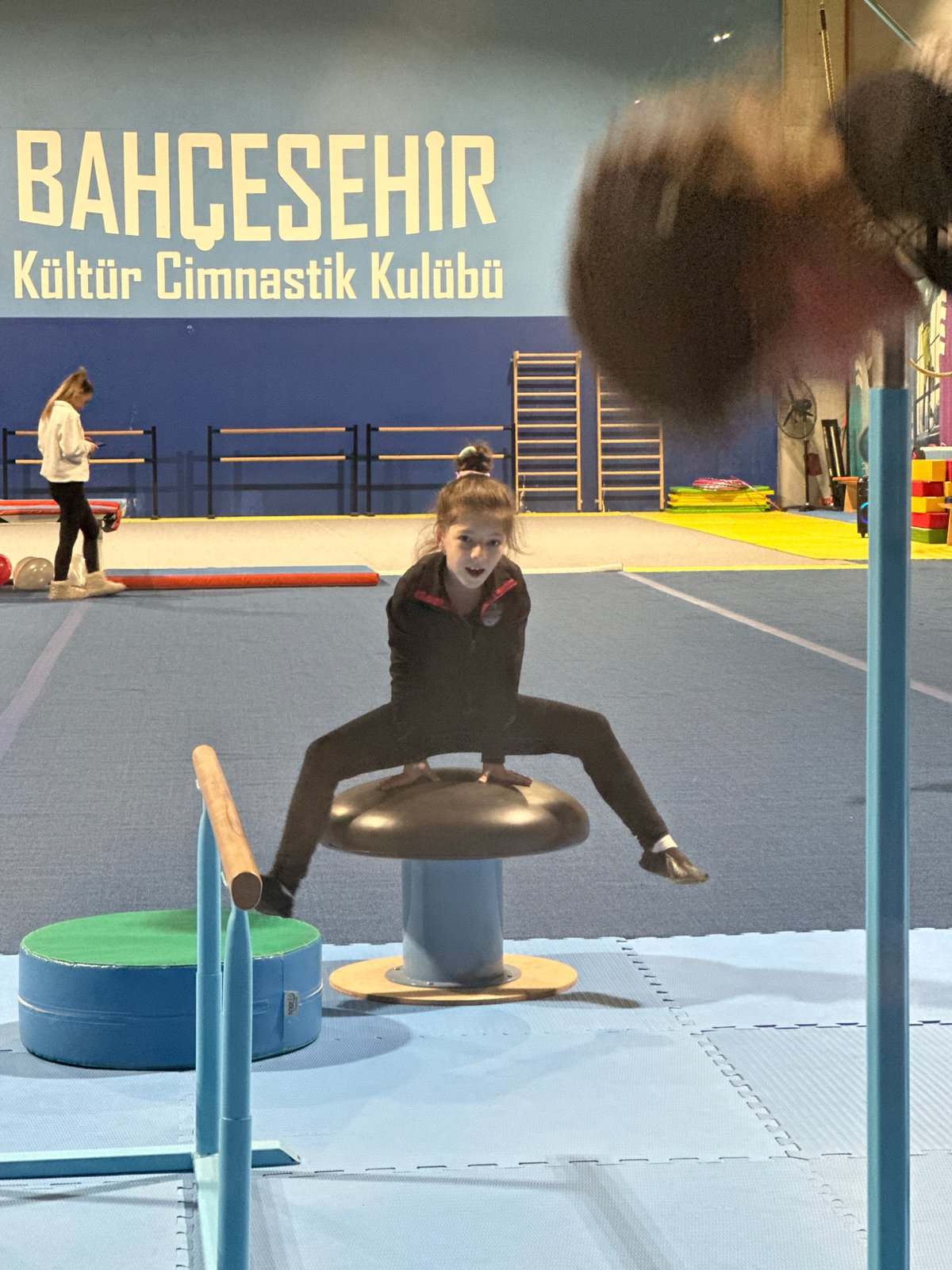Young gymnast trains at indoor facility in Esenyurt, Turkey