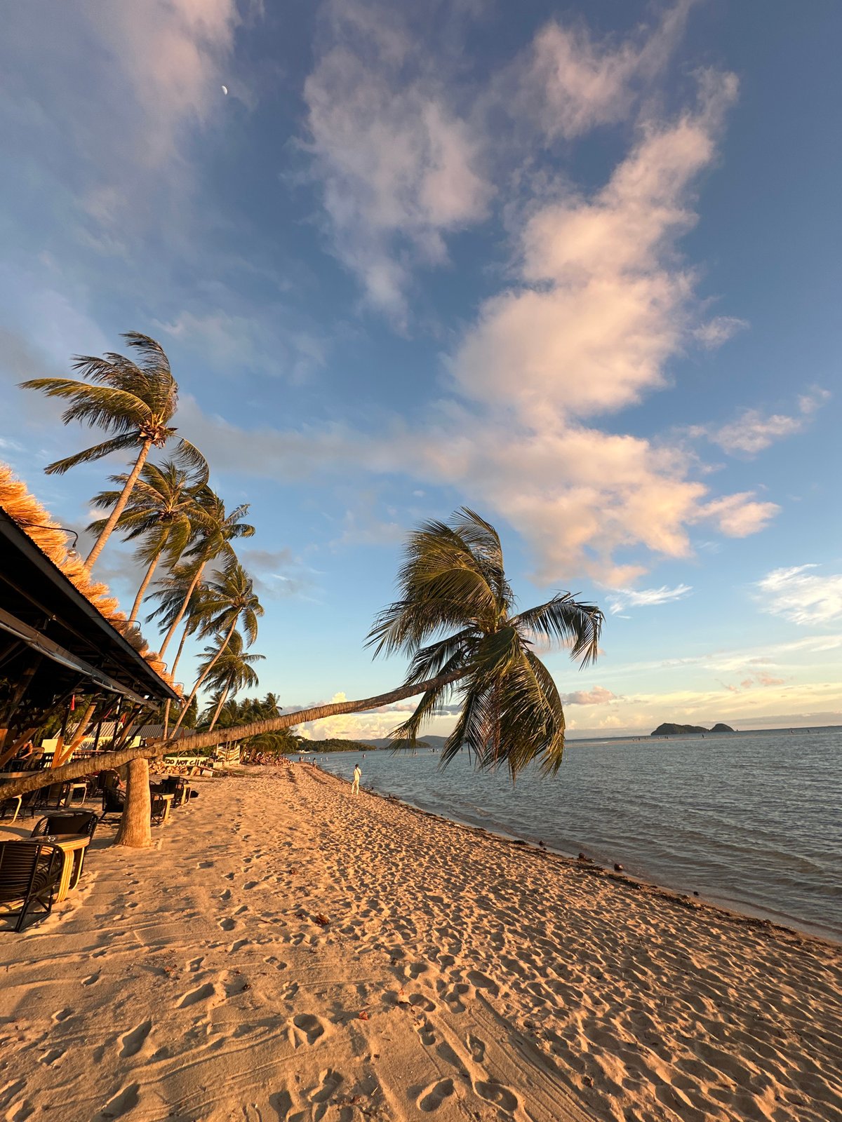 Koh Phangan beach at golden hour, coast and calm