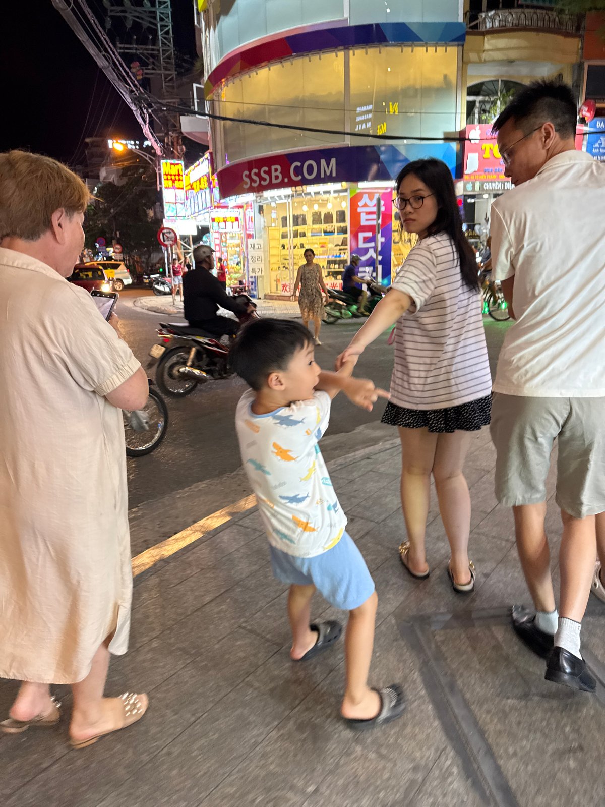 Nha Trang nightlife along a busy coastal strip