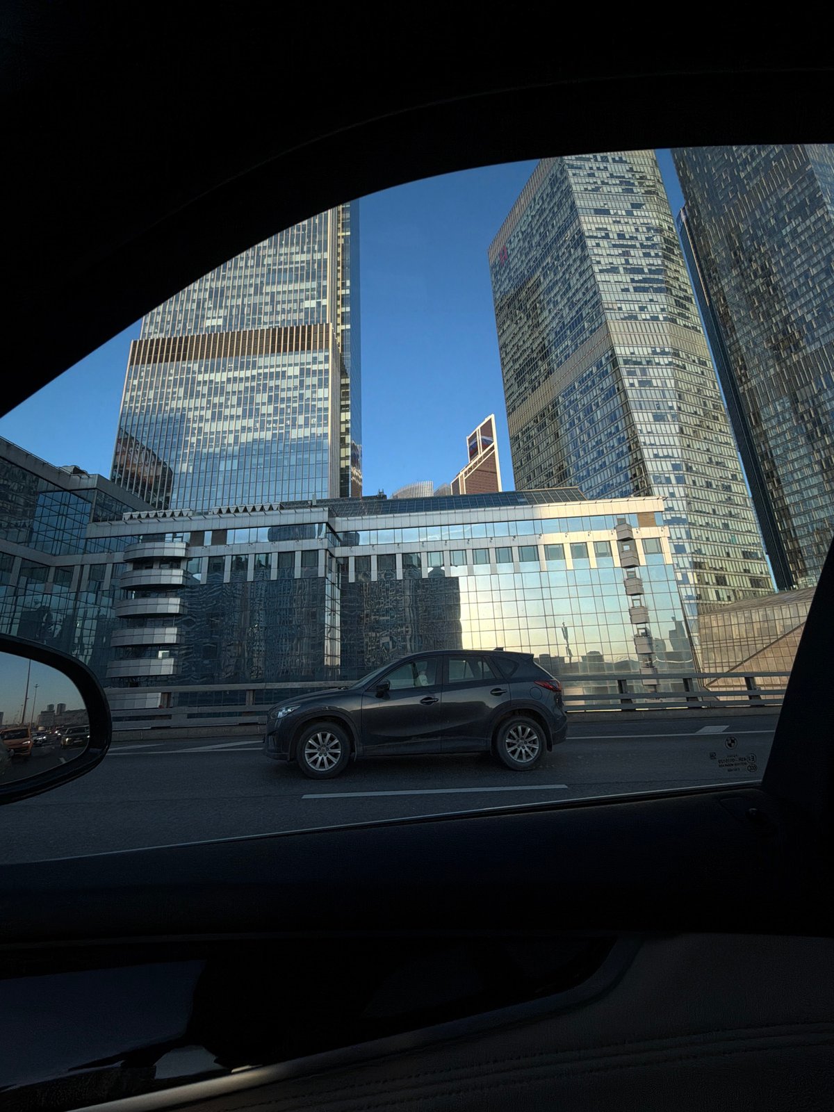 Afternoon views of Moscow skyline and moon captured