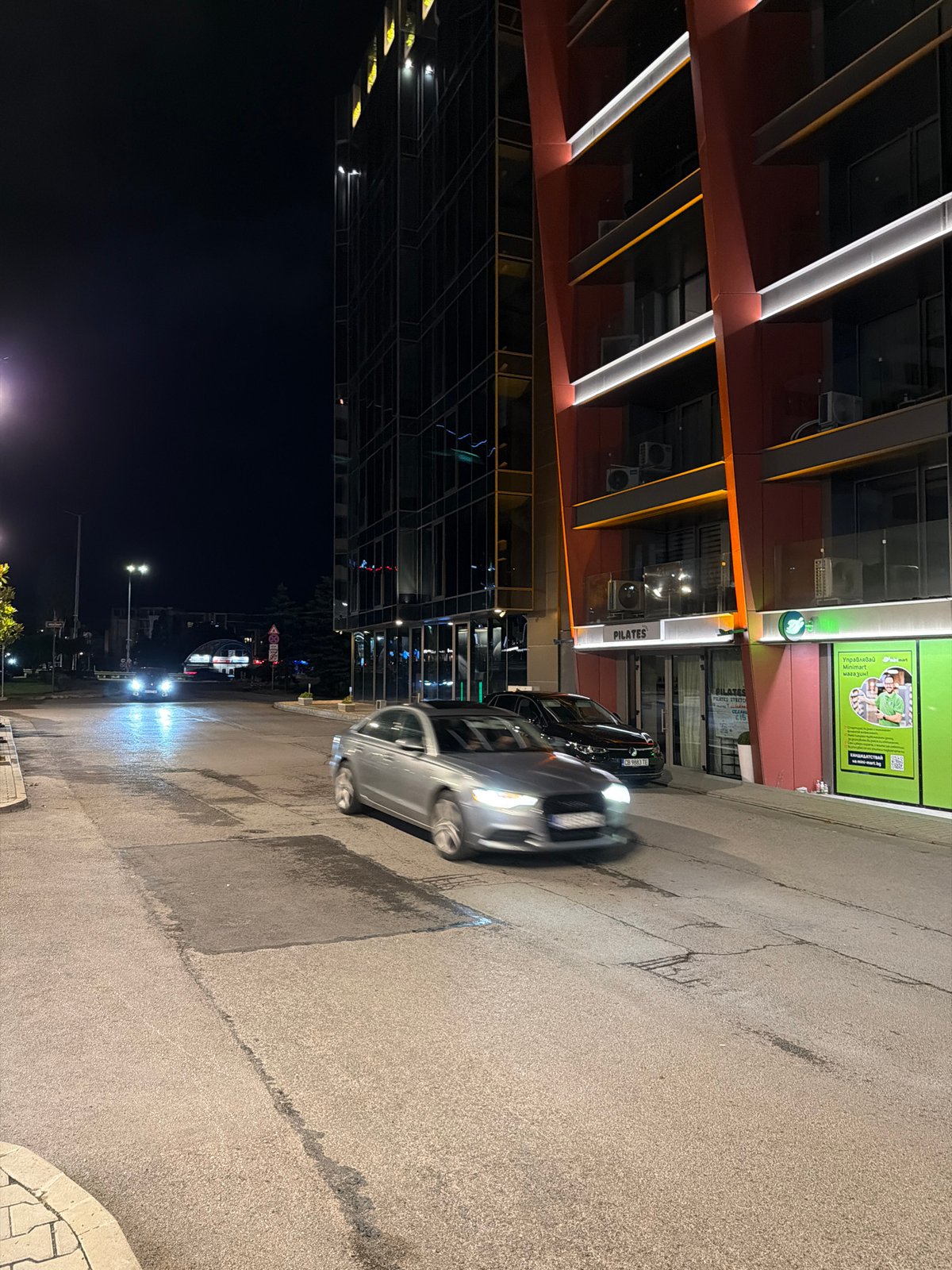 Nighttime street scenes documented across central Sofia, Bulgaria