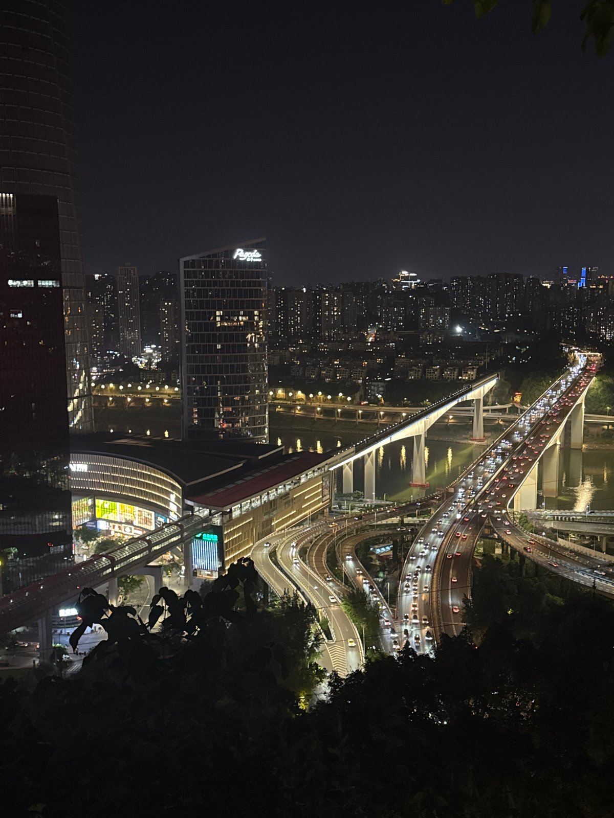 Nighttime cityscape views captured in Yuzhong District, China