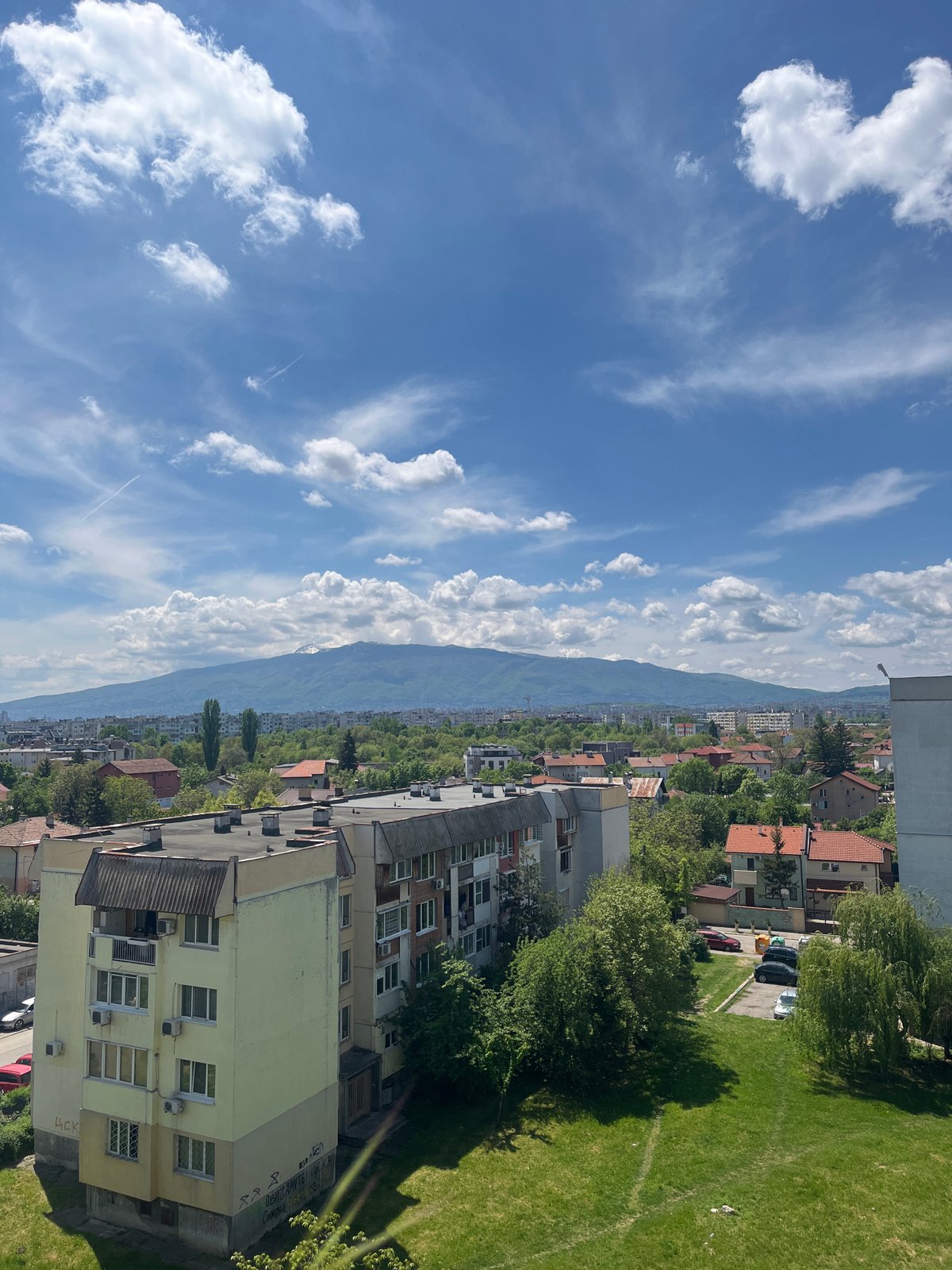 Sofia cityscape captured from elevated viewpoints on sunny morning