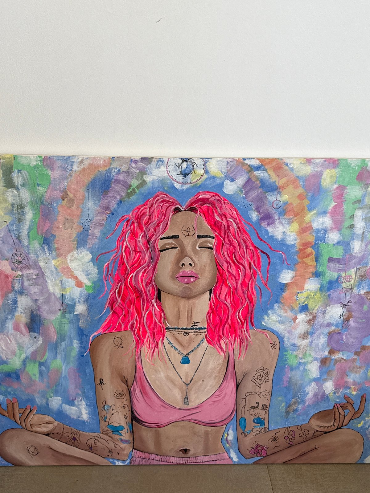 Sketchbook artwork featuring tattooed woman documented in Ubud